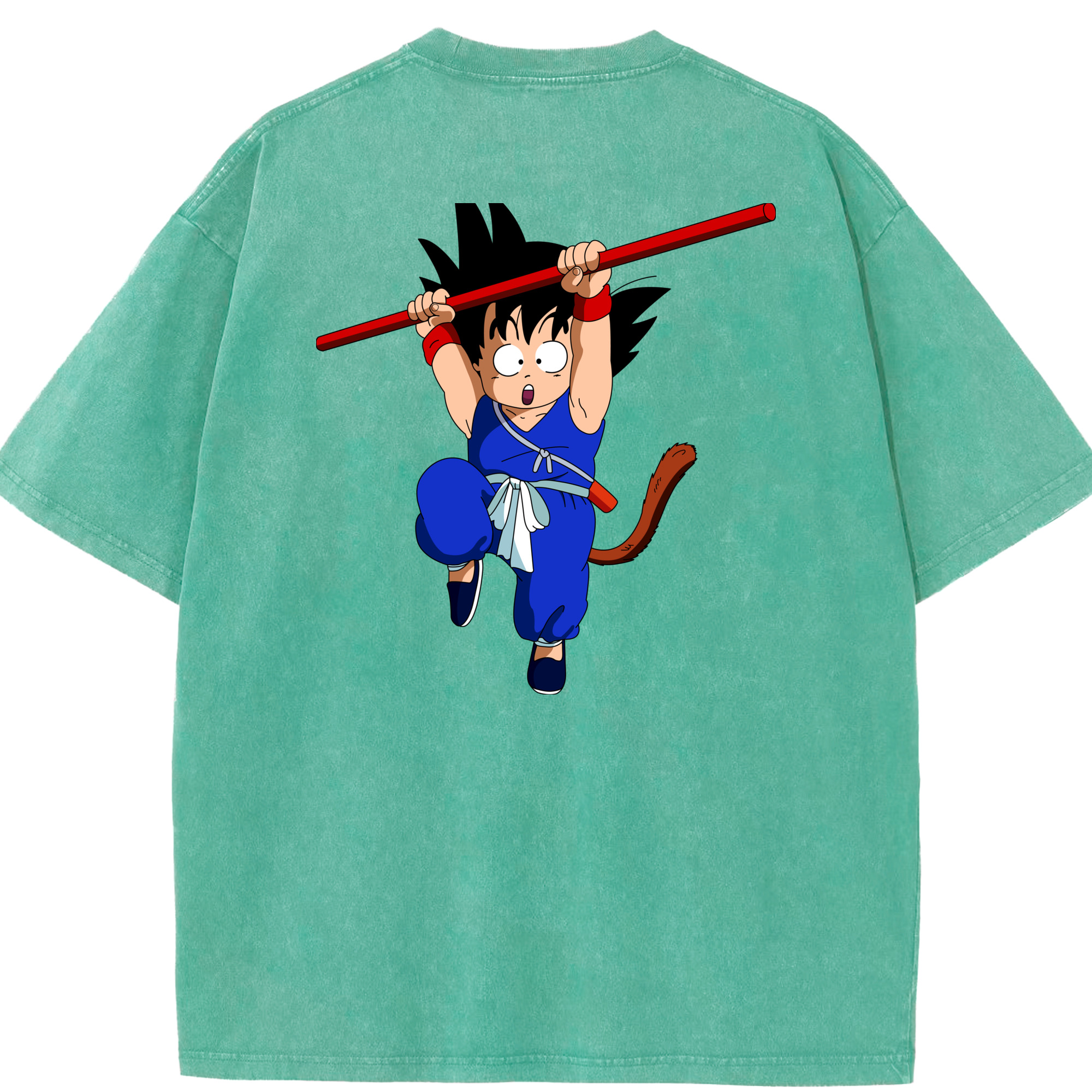 （画像用） ドラゴンボール 孫悟空（そん ごくう）Son Goku カカロット DRAGON BALL Kakarotto 綿100% ヴィンテージ風 半袖Tシャツ（背面プリント）